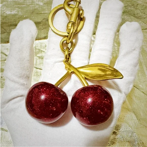 Gold and Red Cherry Keychain - Picture 4 of 7
